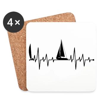 Sailboat heartbeat - Coasters (set of 4) - white - Front