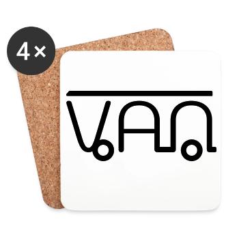 Illustration de Van Camper faite de lettres - Dessous de verre (lot de 4) - blanc - Devant