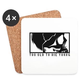 TOO OLD TO DIE YOUNG Totenkopf Skelett Rocker - Untersetzer (4er-Set) - Weiß - Vorne