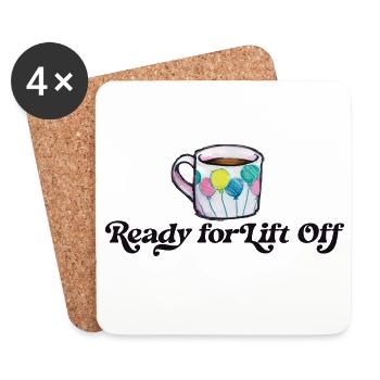 Décollage de la tasse en ballon - Dessous de verre (lot de 4) - blanc - Devant