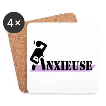 Anxieuse - Dessous de verre (lot de 4) - blanc - Devant