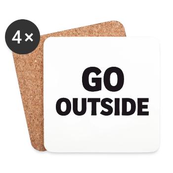 GO OUTSIDE Nature Adventure Saying - Coasters (set of 4) - white - Front
