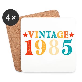 Original 1985 Vintage Vintage Anniversaire Rétro - Dessous de verre (lot de 4) - blanc - Devant