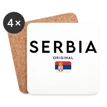 Flagge Serbiens, elegantes minimalistisches Design - Untersetzer (4er-Set) - Weiß - Vorne