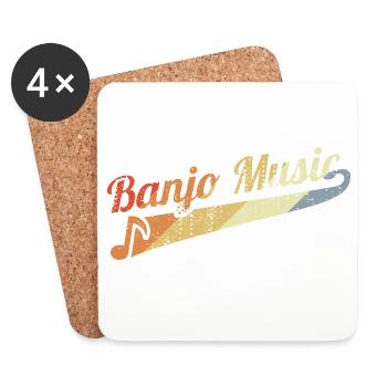 Vintage Banjo Music - Coasters (set of 4) - white - Front