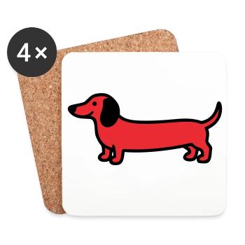 Hunting Dog Dachshund Profile Vector - Coasters (set of 4) - white - Front