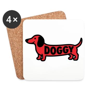 Dackel Hund Doggy Spruch Rot - Untersetzer (4er-Set) - Weiß - Vorne