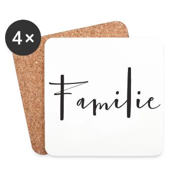 Familie – Liebevolles Textdesign - Untersetzer (4er-Set) - Weiß - Vorne