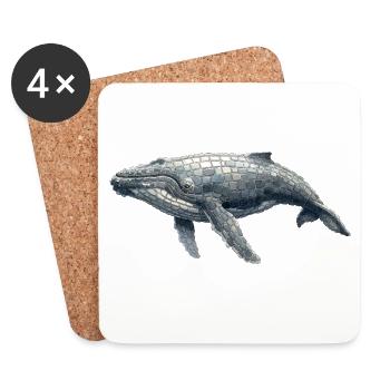 Humpback Whale Mosaic - Art for Whale Fans - Coasters (set of 4) - white - Front