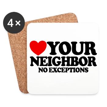 Love your neighbor – without exception. Christian - Coasters (set of 4) - white - Front