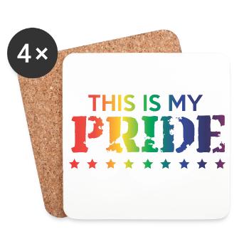 Voici mon graphique de citation LGBTQ arc-en-ciel de ma fierté - Dessous de verre (lot de 4) - blanc - Devant