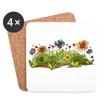 Blumen - Untersetzer (4er-Set) - Weiß - Vorne