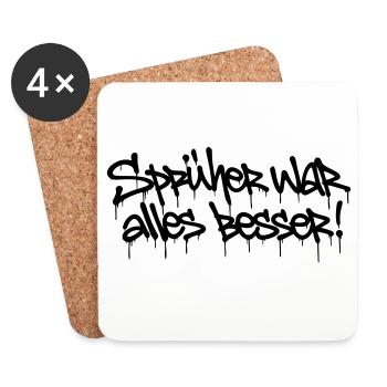 Le pulvérisateur était complètement amélioré ! – Conception de balises de graffiti - Dessous de verre (lot de 4) - blanc - Devant