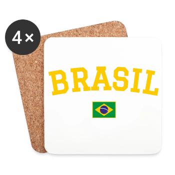 Brasilien Flagge Design Gelb - Untersetzer (4er-Set) - Weiß - Vorne