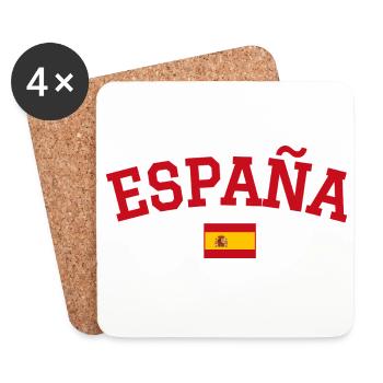 Drapeau espagnol : dessin rouge - Dessous de verre (lot de 4) - blanc - Devant