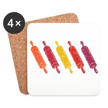Rolling Pin Retro Vintage Baking Baker Baker - Coasters (set of 4) - white - Front