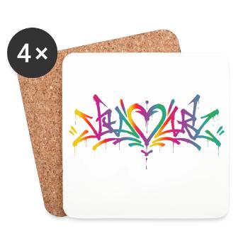Colorful Love Graffiti Street Art Heart - Coasters (set of 4) - white - Front
