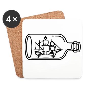ship in bottle - Coasters (set of 4) - white - Front