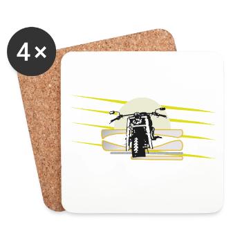 Motorrad Chopper - Untersetzer (4er-Set) - Weiß - Vorne