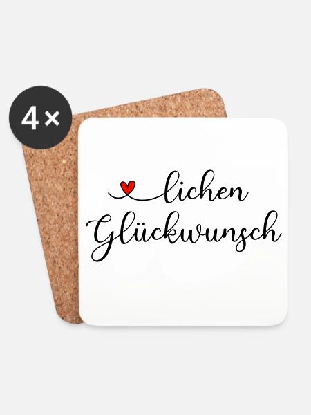 herzlichen Glückwunsch - Untersetzer (4er-Set) - Weiß