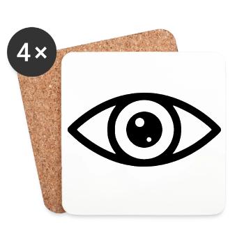 Silhouette des yeux - Dessous de verre (lot de 4) - blanc - Devant