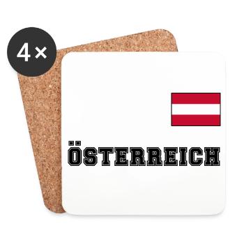 ÖSTERREICH Trikot Look - Flagge Fahne auf Brust - Untersetzer (4er-Set) - Weiß - Vorne