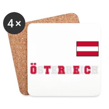 ÖSTERREICH Trikot Look - Flagge Fahne auf Brust - Untersetzer (4er-Set) - Weiß - Vorne
