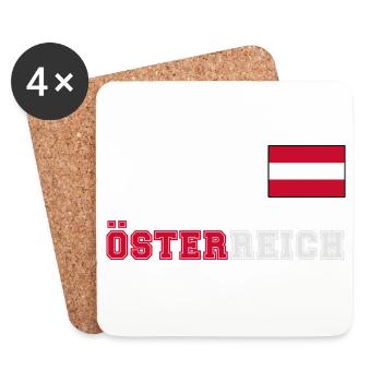 ÖSTERREICH Trikot Look - Flagge Fahne auf Brust - Untersetzer (4er-Set) - Weiß - Vorne