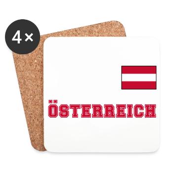 ÖSTERREICH Trikot Look - Flagge Fahne auf Brust - Untersetzer (4er-Set) - Weiß - Vorne