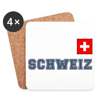 SCHWEIZ Trikot Look - mit Fahne Flagge auf Brust - Untersetzer (4er-Set) - Weiß - Vorne