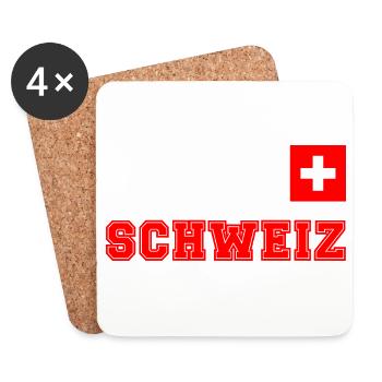 SCHWEIZ Trikot Look - mit Fahne Flagge auf Brust - Untersetzer (4er-Set) - Weiß - Vorne