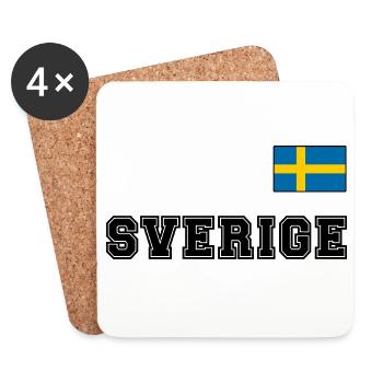 SCHWEDEN - SVERIGE Trikot Look - Flagge auf Brust - Untersetzer (4er-Set) - Weiß - Vorne