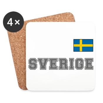 SCHWEDEN - SVERIGE Trikot Look - Flagge auf Brust - Untersetzer (4er-Set) - Weiß - Vorne