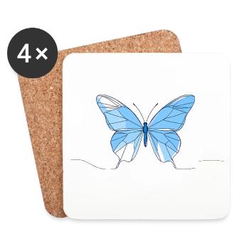 Blue Geometric Butterfly - Coasters (set of 4) - white - Front