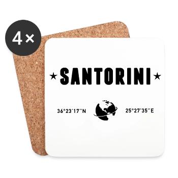 Santorini Greece Coordinates Gps Globe - Coasters (set of 4) - white - Front