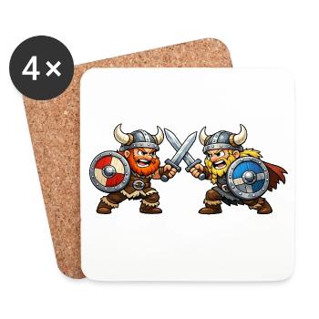 Kämpfende Wikinger - Untersetzer (4er-Set) - Weiß - Vorne