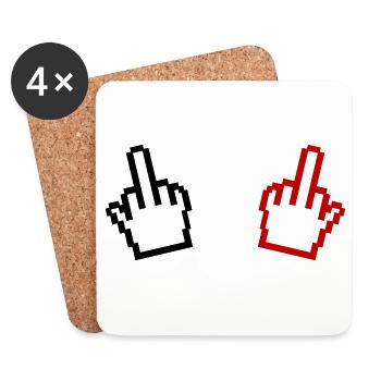 Doigt d’honneur en pixel - Dessous de verre (lot de 4) - blanc - Devant