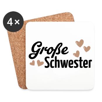 große Schwester - Coasters (set of 4) - white - Front