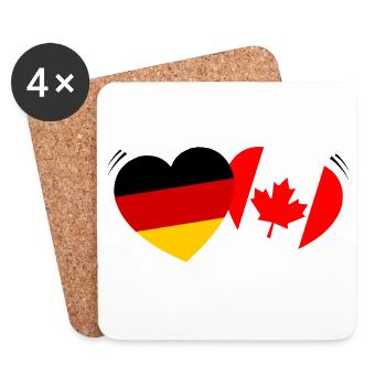 Drapeaux du cœur allemand-canadiens - Dessous de verre (lot de 4) - blanc - Devant