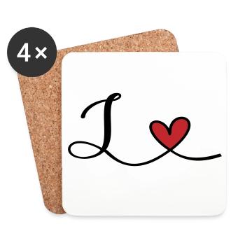 Initiale de la lettre L - Dessous de verre (lot de 4) - blanc - Devant