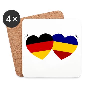 Flag Hearts Duo Romania Germany - Coasters (set of 4) - white - Front