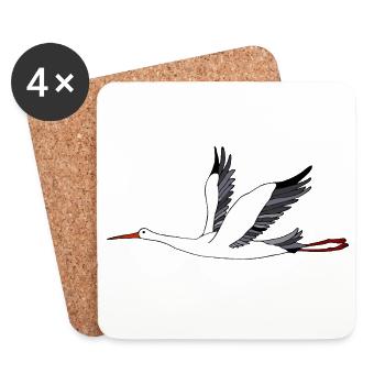 Cigogne - Dessous de verre (lot de 4) - blanc - Devant
