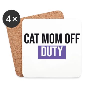 Maman de chat hors service - Cadeau de chat - Dessous de verre (lot de 4) - blanc - Devant