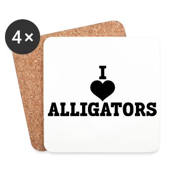 J’adore les alligators – Fan d’alligators - Dessous de verre (lot de 4) - blanc - Devant