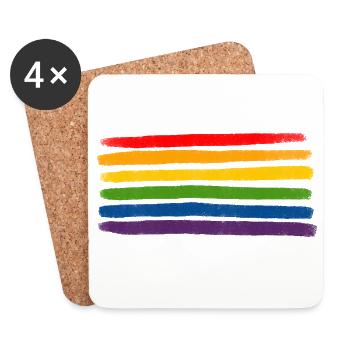 Regenbogenstreifen LGBTQIA+- - Untersetzer (4er-Set) - Weiß - Vorne