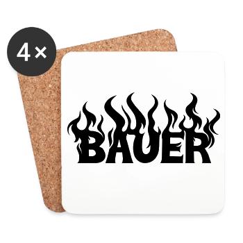 Bauer lodernde Flammen - Untersetzer (4er-Set) - Weiß - Vorne