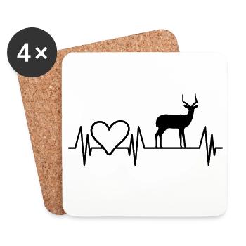 Antelope Heart Silhouette - Coasters (set of 4) - white - Front