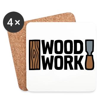 Wood Work Schriftzug Logo - Untersetzer (4er-Set) - Weiß - Vorne