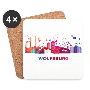 Wolfsburger Skyline Wolfsburg - Untersetzer (4er-Set) - Weiß - Vorne
