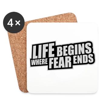 Life Begins Where Fear Ends Motivierend Zitat Logo - Untersetzer (4er-Set) - Weiß - Vorne